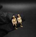 Praying Angel Moissanite Stud Earrings – Gold Finish Hip-Hop Jewelry