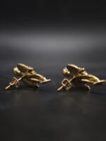 Praying Angel Moissanite Stud Earrings – Gold Finish Hip-Hop Jewelry