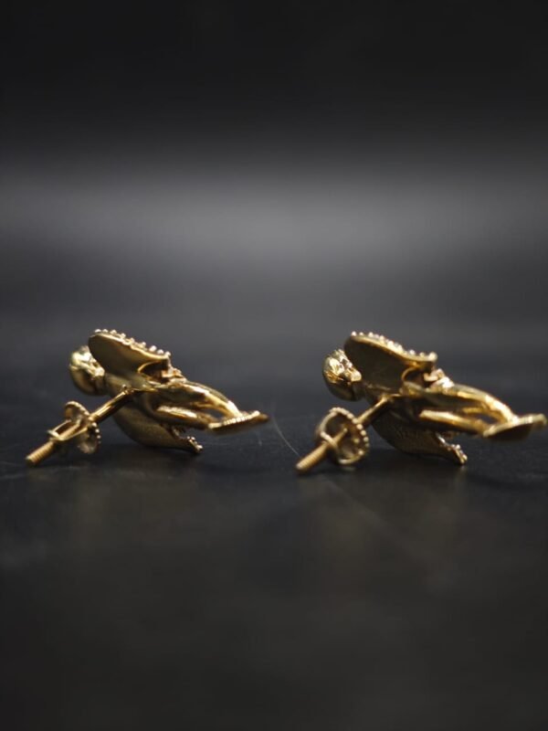 Praying Angel Moissanite Stud Earrings – Gold Finish Hip-Hop Jewelry