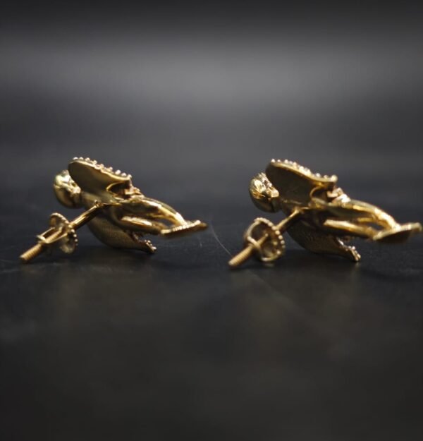 Praying Angel Moissanite Stud Earrings – Gold Finish Hip-Hop Jewelry