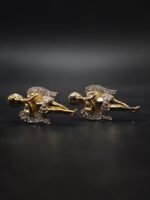 Praying Angel Moissanite Stud Earrings – Gold Finish Hip-Hop Jewelry