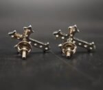 Real Moissanite Cross Stud Earrings For Women's Wear In 925 Sterling Silver.