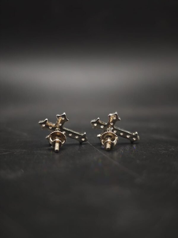 Real Moissanite Cross Stud Earrings For Women's Wear In 925 Sterling Silver.