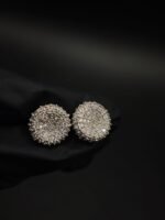 Moissanite Cluster Stud Earrings In 925 Sterling Silver.