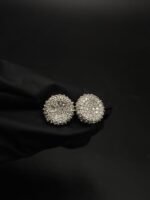 Moissanite Cluster Stud Earrings In 925 Sterling Silver.