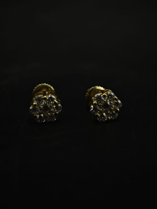VVS Floral Cluster Moissanite Stud Earrings In 925 Sterling Silver.