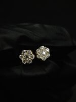 VVS Floral Cluster Moissanite Stud Earrings In 925 Sterling Silver.