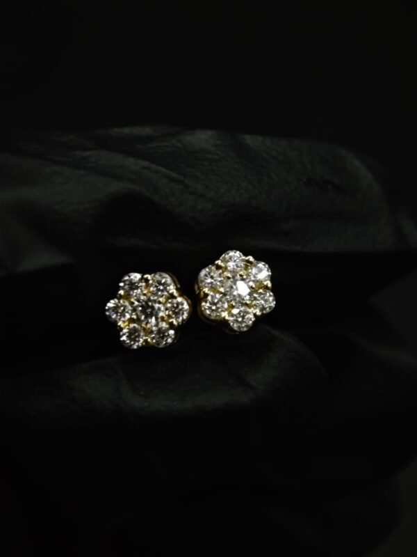 VVS Floral Cluster Moissanite Stud Earrings In 925 Sterling Silver.