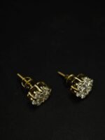 Floral Cluster Moissanite Stud Earrings In 925 Sterling Silver.