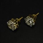 Floral Cluster Moissanite Stud Earrings In 925 Sterling Silver.
