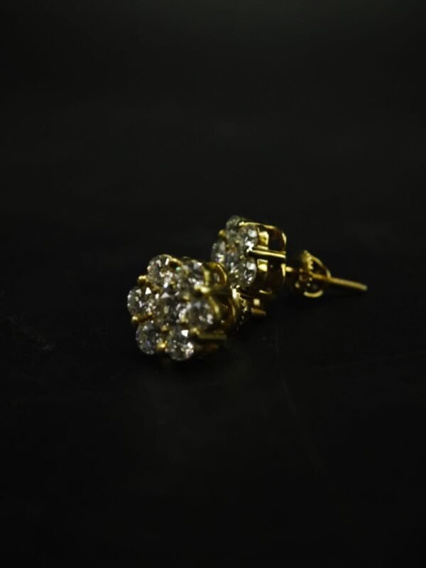 Floral Cluster Moissanite Stud Earrings In 925 Sterling Silver.