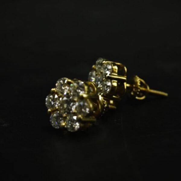 Floral Cluster Moissanite Stud Earrings In 925 Sterling Silver.