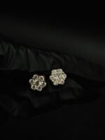 Floral Cluster Moissanite Stud Earrings In 925 Sterling Silver.