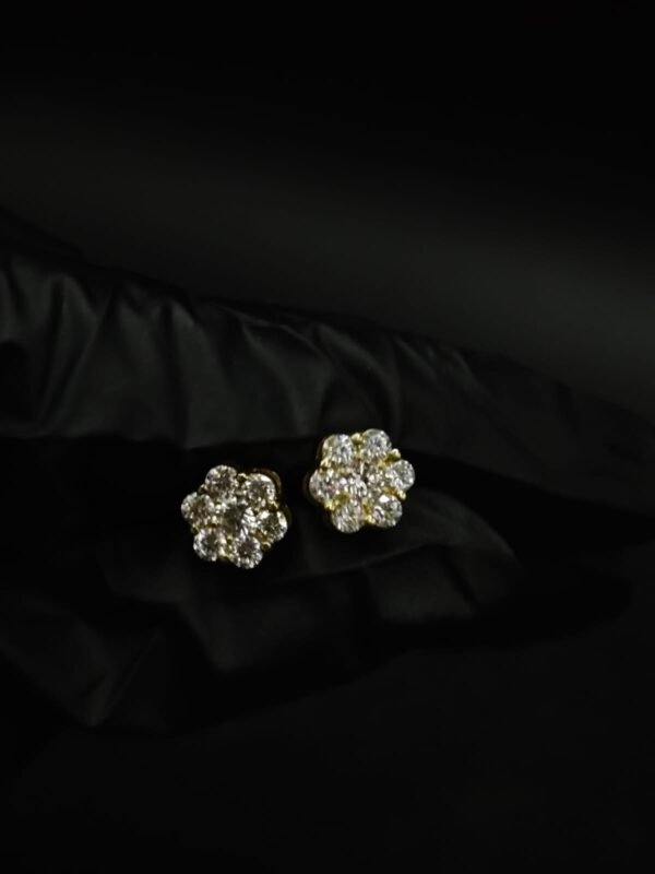 Floral Cluster Moissanite Stud Earrings In 925 Sterling Silver.