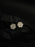 Floral Cluster Moissanite Stud Earrings In 925 Sterling Silver.