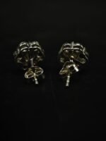 Real Floral Cluster Moissanite Stud Earrings in 925 Sterling Silver.