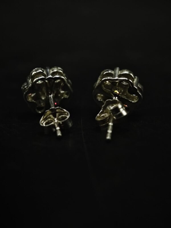Real Floral Cluster Moissanite Stud Earrings in 925 Sterling Silver.