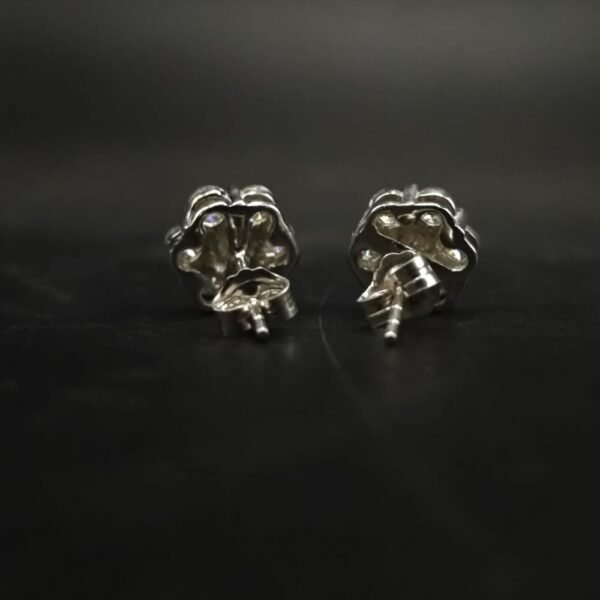 Real Floral Cluster Moissanite Stud Earrings in 925 Sterling Silver.
