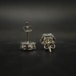 Real Floral Cluster Moissanite Stud Earrings in 925 Sterling Silver.