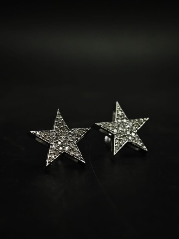 Star-Shaped Moissanite Stud Earrings – Brilliant Pave Design