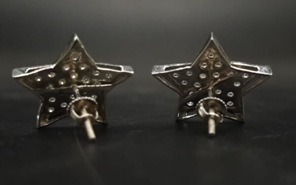 Brilliant Star Shape Moissanite Stud Earrings Pave Set In 925 Sterling Silver.