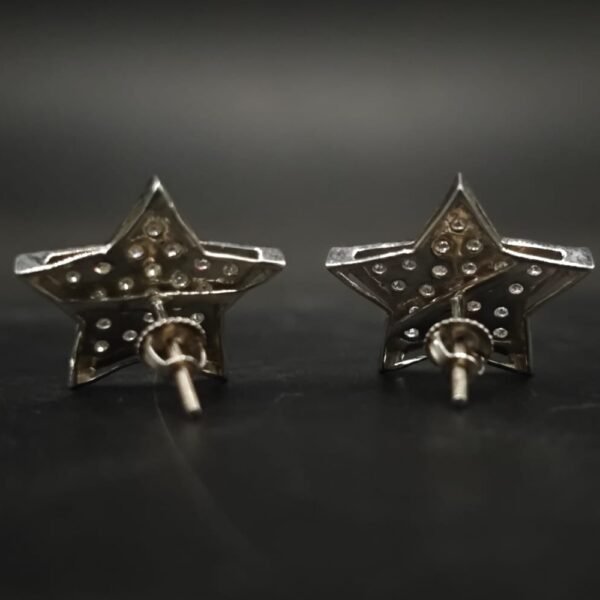Brilliant Star Shape Moissanite Stud Earrings Pave Set In 925 Sterling Silver.