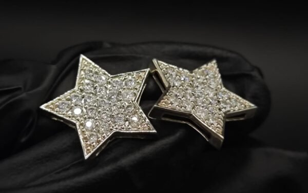 Brilliant Star Shape Moissanite Stud Earrings Pave Set In 925 Sterling Silver.
