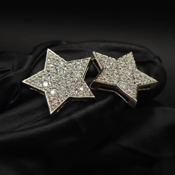 Brilliant Star Shape Moissanite Stud Earrings Pave Set In 925 Sterling Silver.