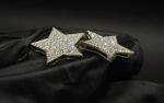 Brilliant Star Shape Moissanite Stud Earrings Pave Set In 925 Sterling Silver.
