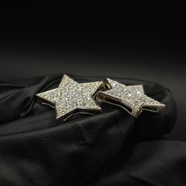 Brilliant Star Shape Moissanite Stud Earrings Pave Set In 925 Sterling Silver.