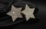 Brilliant Star Shape Moissanite Stud Earrings Pave Set In 925 Sterling Silver.