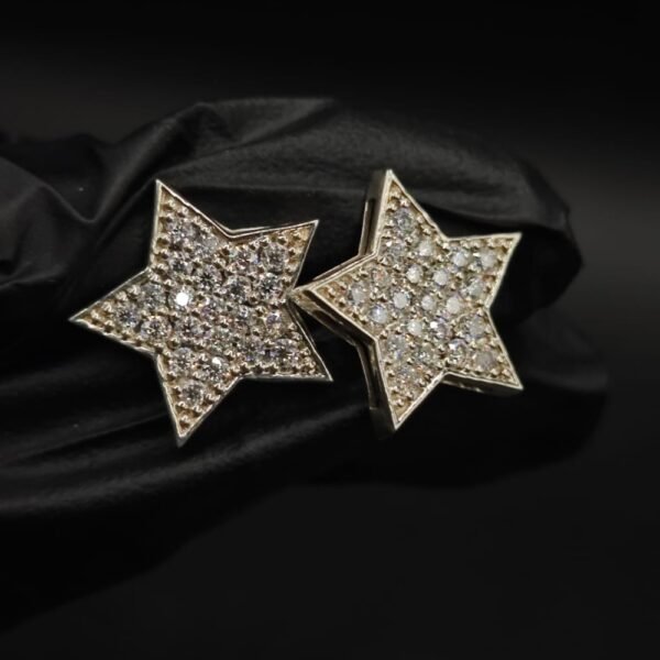 Brilliant Star Shape Moissanite Stud Earrings Pave Set In 925 Sterling Silver.