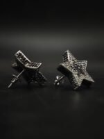 Star Moissanite Stud Earrings Two Tone 925 Sterling Silver Women Jewelry