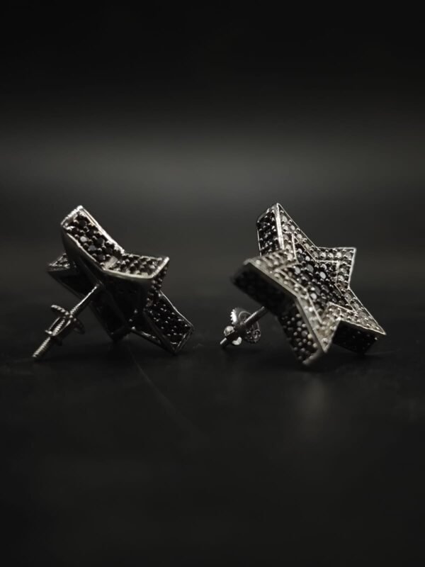 Star Moissanite Stud Earrings Two Tone 925 Sterling Silver Women Jewelry