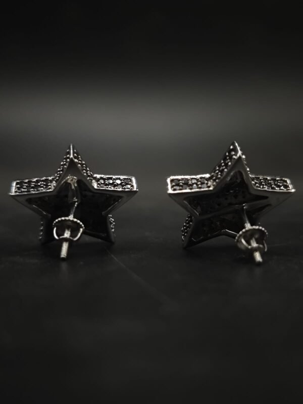 Star Moissanite Stud Earrings Two Tone 925 Sterling Silver Women Jewelry