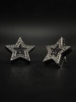 Star Moissanite Stud Earrings Two Tone 925 Sterling Silver Women Jewelry