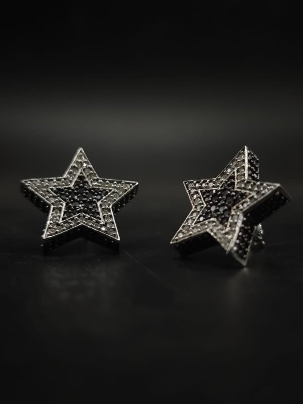 Star Moissanite Stud Earrings Two Tone 925 Sterling Silver Women Jewelry