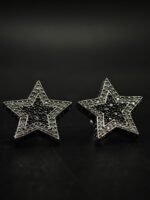 Star Moissanite Stud Earrings Two Tone 925 Sterling Silver Women Jewelry