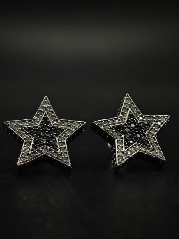 Star Moissanite Stud Earrings Two Tone 925 Sterling Silver Women Jewelry