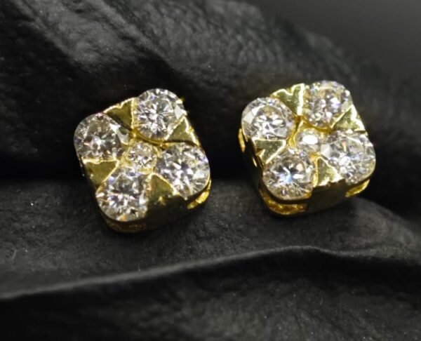 Square Moissanite Stud Earrings for Men – 925 Sterling Silver Iced Studs