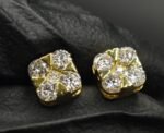 Square Moissanite Stud Earrings for Men – 925 Sterling Silver Iced Studs