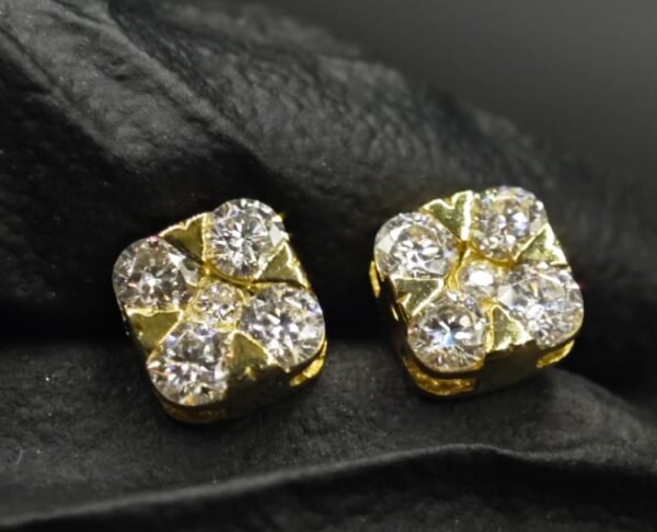 Square Moissanite Stud Earrings for Men – 925 Sterling Silver Iced Studs