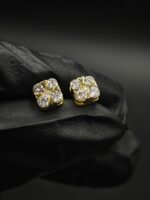 Square Moissanite Stud Earrings for Men – 925 Sterling Silver Iced Studs