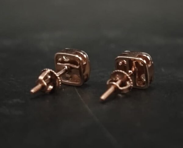 Tester Passing Moissanite Stud Earrings Square Shape In 925 Sterling Silver.