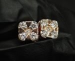Tester Passing Moissanite Stud Earrings Square Shape In 925 Sterling Silver.