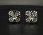 Cushion Cut Moissanite Stud Earrings for Men – VVS 925 Sterling Silver Iced Studs