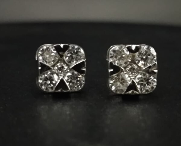 Cushion Cut Moissanite Stud Earrings for Men – VVS 925 Sterling Silver Iced Studs
