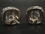 Real Moissanite Stud Earrings Cushion Shape in 925 Sterling Silver.