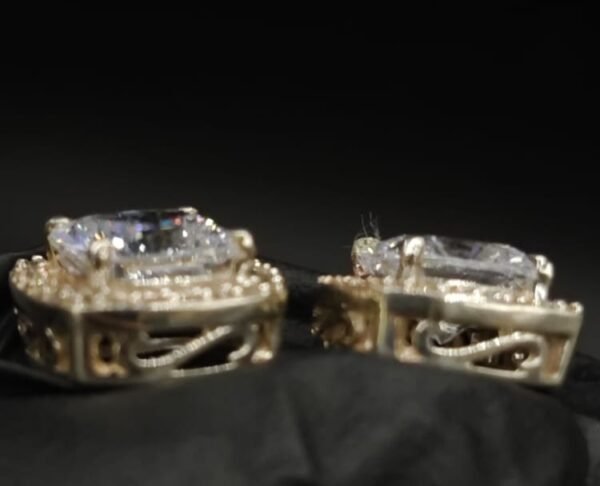 Real Moissanite Stud Earrings Cushion Shape in 925 Sterling Silver.