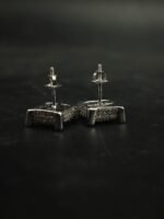 Moissanite Stud Earrings Square Shape In 925 Sterling Silver.